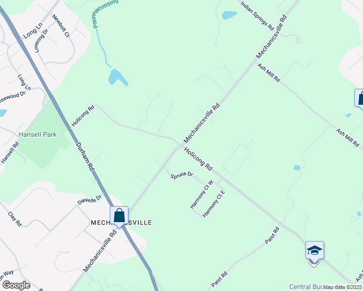 map of restaurants, bars, coffee shops, grocery stores, and more near 3297 Holicong Road in Doylestown