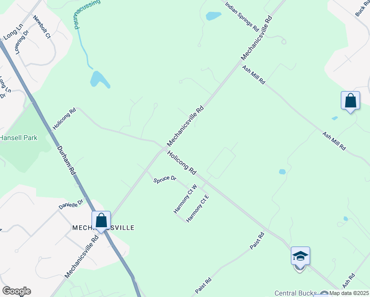 map of restaurants, bars, coffee shops, grocery stores, and more near 3297 Holicong Road in Doylestown