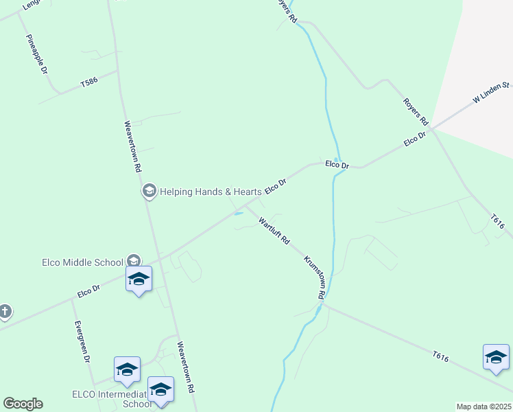 map of restaurants, bars, coffee shops, grocery stores, and more near 300 Elco Drive in Myerstown