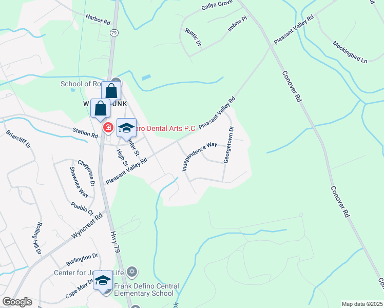 map of restaurants, bars, coffee shops, grocery stores, and more near 199 Independence Way in Marlboro Township