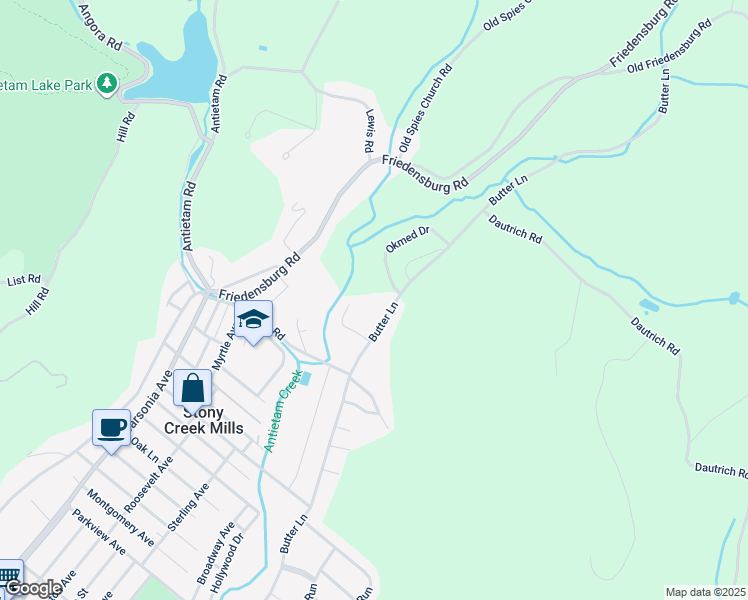 map of restaurants, bars, coffee shops, grocery stores, and more near 1623 Butter Lane in Reading
