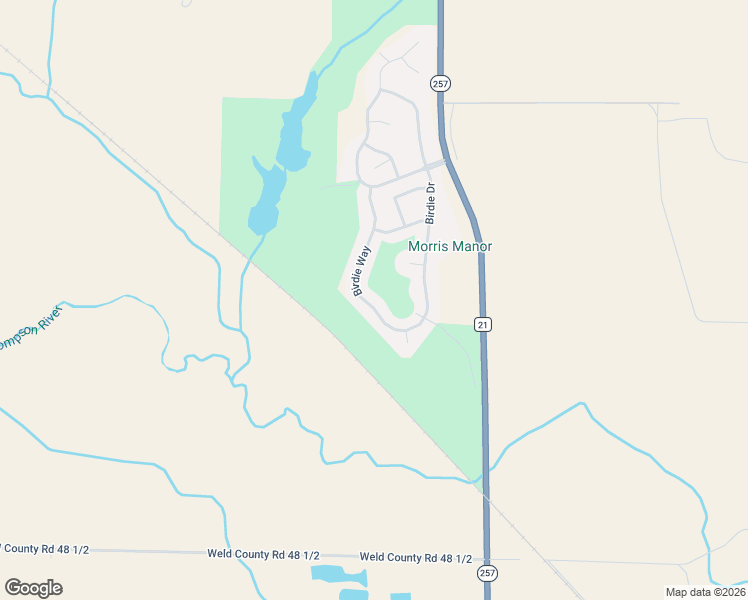 map of restaurants, bars, coffee shops, grocery stores, and more near 2095 Birdie Way in Milliken