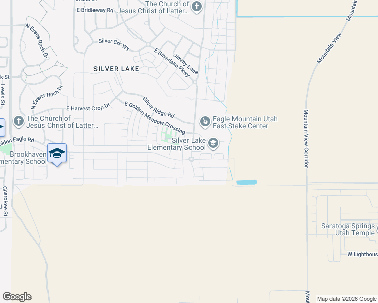 map of restaurants, bars, coffee shops, grocery stores, and more near 7166 North Brook Ridge in Eagle Mountain