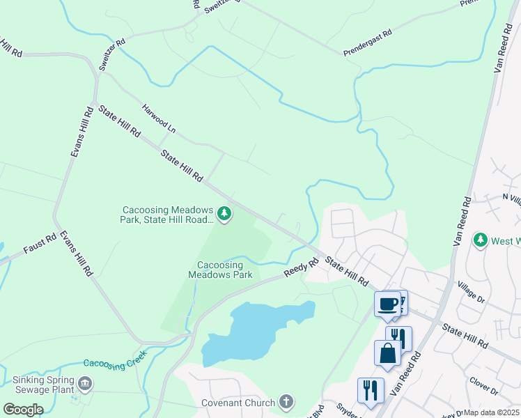 map of restaurants, bars, coffee shops, grocery stores, and more near 3261 State Hill Road in Sinking Spring
