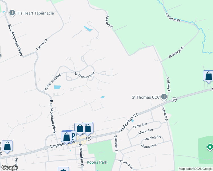 map of restaurants, bars, coffee shops, grocery stores, and more near 6110 Macarthur Drive in Harrisburg
