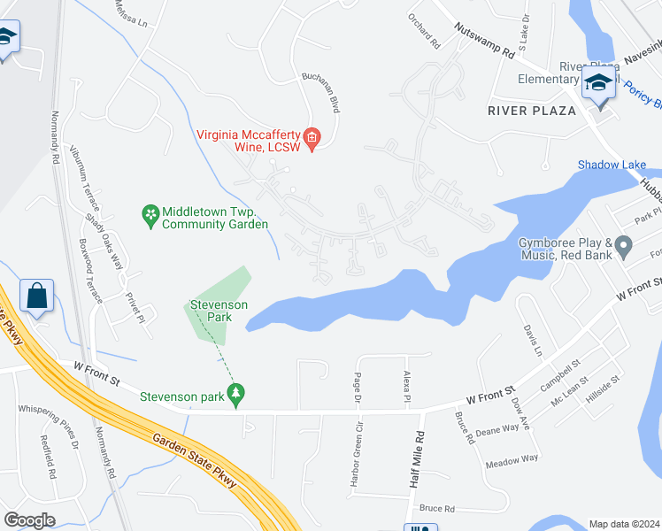 map of restaurants, bars, coffee shops, grocery stores, and more near 86 Friendship Court in Red Bank