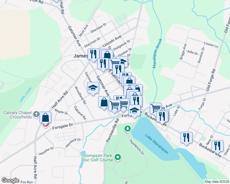 map of restaurants, bars, coffee shops, grocery stores, and more near 8 Harrison Street in Jamesburg