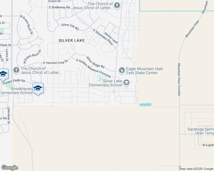 map of restaurants, bars, coffee shops, grocery stores, and more near 7166 North Brook Ridge in Eagle Mountain