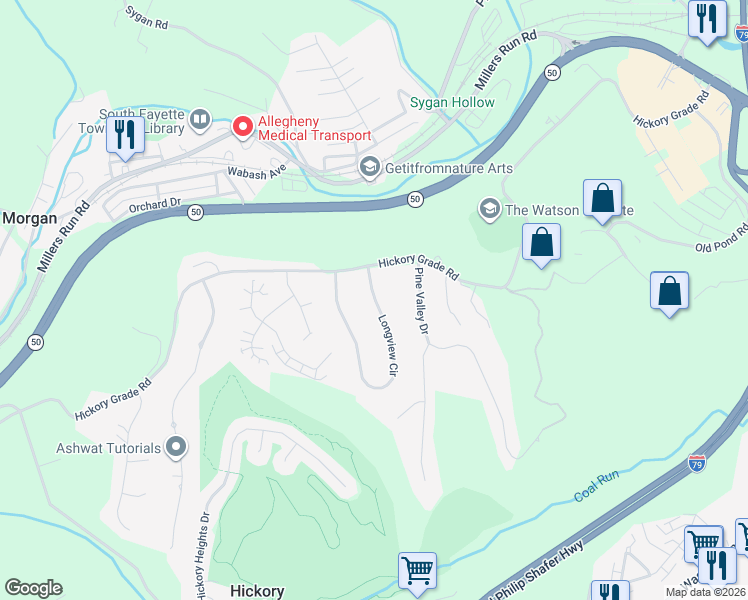 map of restaurants, bars, coffee shops, grocery stores, and more near 5856 Longview Circle in Bridgeville