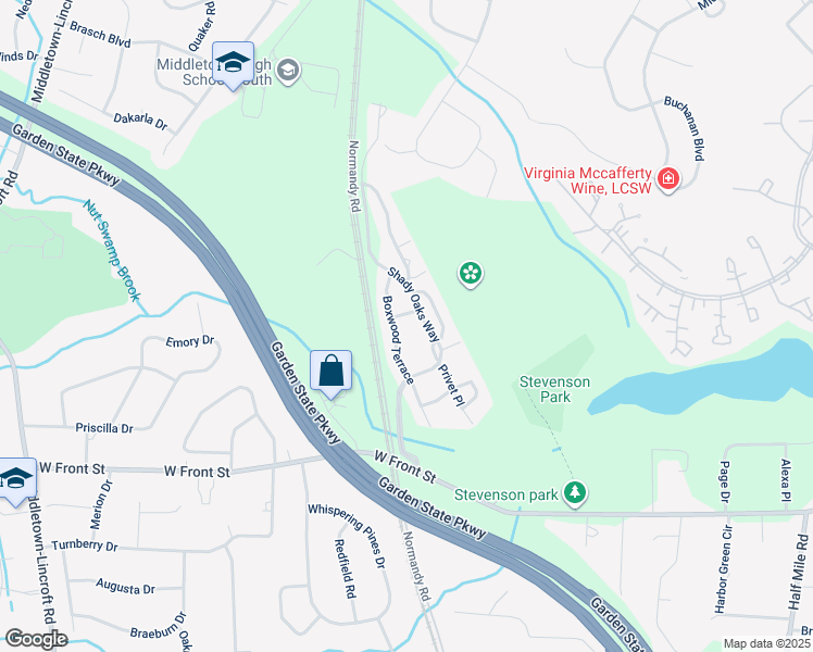 map of restaurants, bars, coffee shops, grocery stores, and more near 37 Honeysuckle Lane in Red Bank