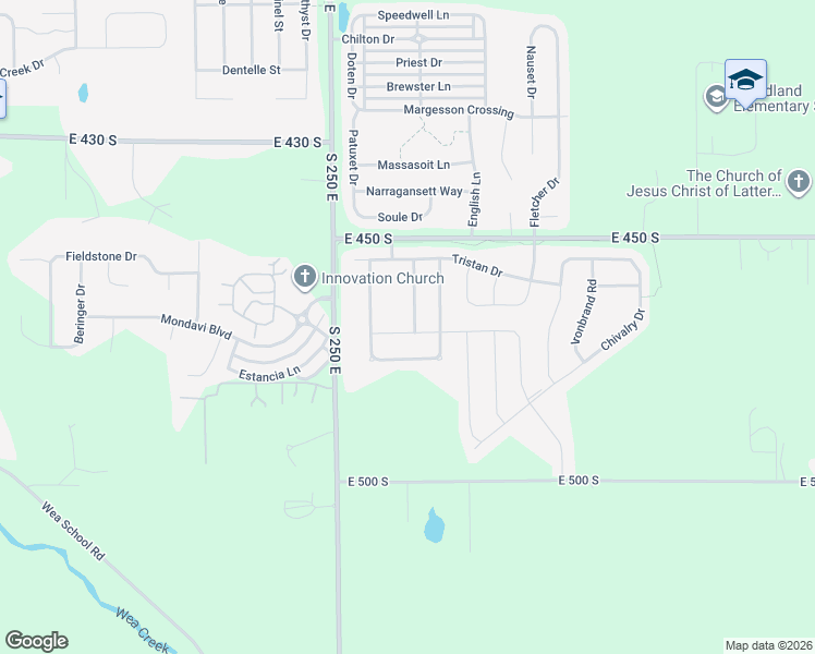 map of restaurants, bars, coffee shops, grocery stores, and more near 2614 Gawain Dr in Lafayette