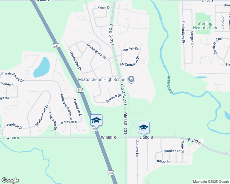 map of restaurants, bars, coffee shops, grocery stores, and more near 4627 Cardiff Court North in Lafayette