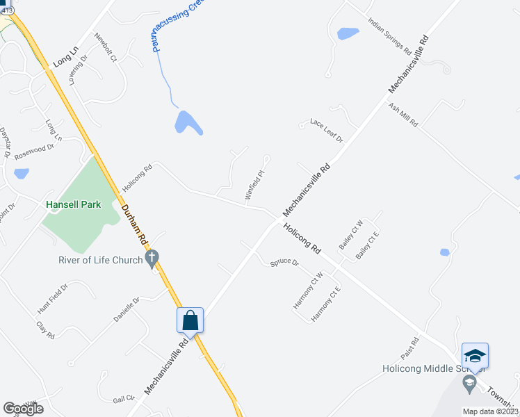 map of restaurants, bars, coffee shops, grocery stores, and more near 3345 Holicong Road in Doylestown
