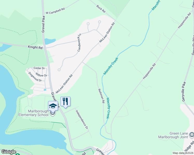 map of restaurants, bars, coffee shops, grocery stores, and more near 1034 Reihman Road in Green Lane