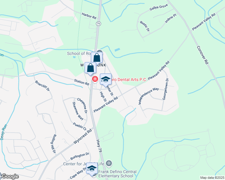 map of restaurants, bars, coffee shops, grocery stores, and more near 5 Center Street in Marlboro Township