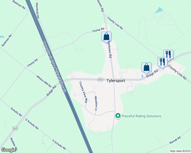 map of restaurants, bars, coffee shops, grocery stores, and more near in Tylersport