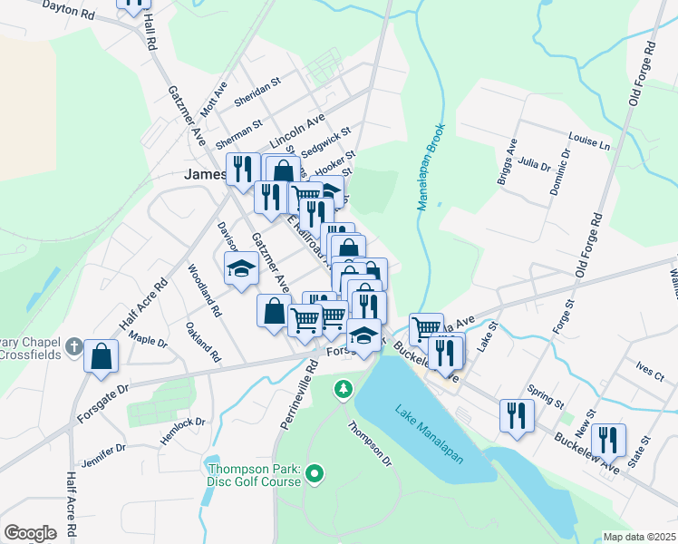 map of restaurants, bars, coffee shops, grocery stores, and more near 39 East Railroad Avenue in Jamesburg