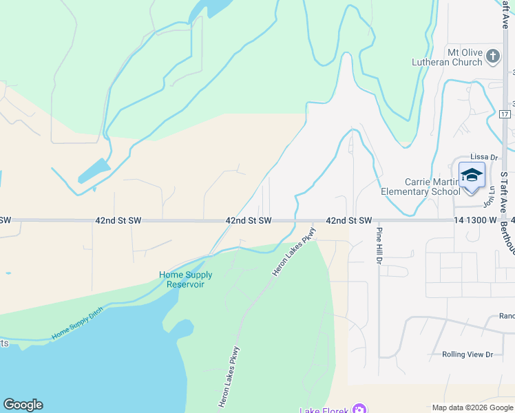 map of restaurants, bars, coffee shops, grocery stores, and more near 2530 West County Road 14 in Loveland