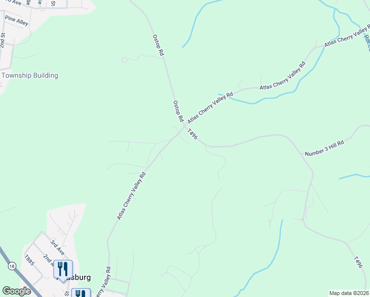 map of restaurants, bars, coffee shops, grocery stores, and more near 190 Atlas Cherry Valley Road in Burgettstown