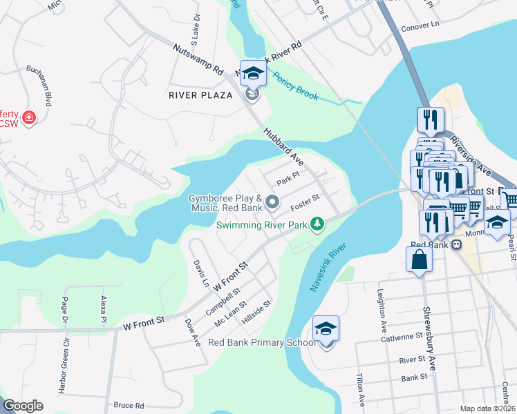 map of restaurants, bars, coffee shops, grocery stores, and more near 78 Carpenter St in Red Bank