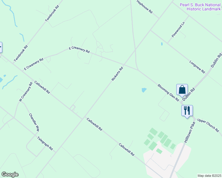 map of restaurants, bars, coffee shops, grocery stores, and more near 1925 Rickert Rd in Perkasie
