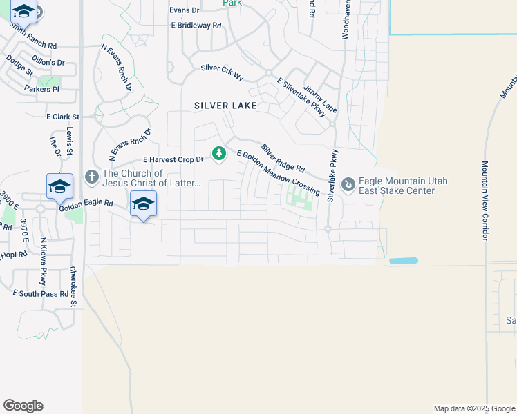 map of restaurants, bars, coffee shops, grocery stores, and more near 4755 East Silver Moon Drive in Eagle Mountain