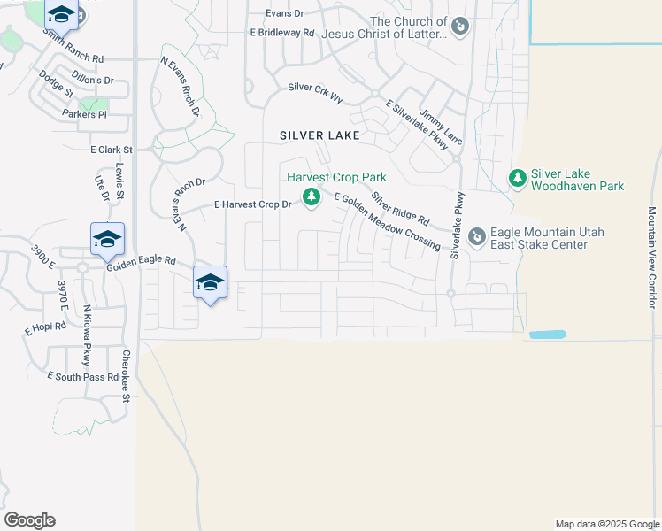 map of restaurants, bars, coffee shops, grocery stores, and more near 4671 East Silver Moon Drive in Eagle Mountain