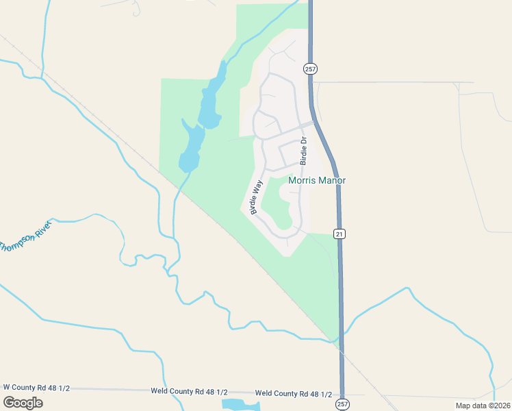 map of restaurants, bars, coffee shops, grocery stores, and more near 2095 Birdie Way in Milliken