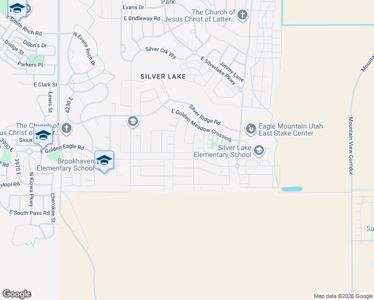 map of restaurants, bars, coffee shops, grocery stores, and more near 4755 East Silver Moon Drive in Eagle Mountain