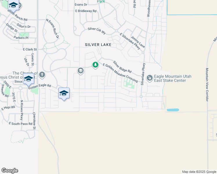 map of restaurants, bars, coffee shops, grocery stores, and more near Clover Leaf Lane in Eagle Mountain