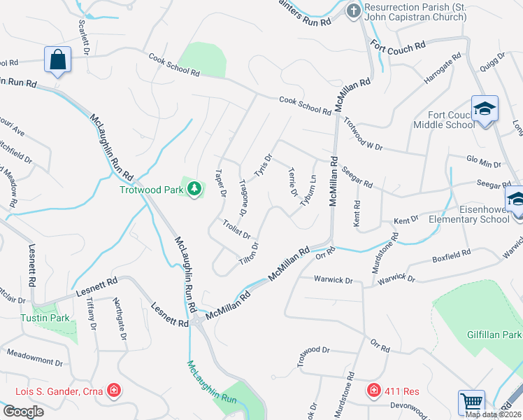 map of restaurants, bars, coffee shops, grocery stores, and more near 1833 Tragone Drive in Pittsburgh