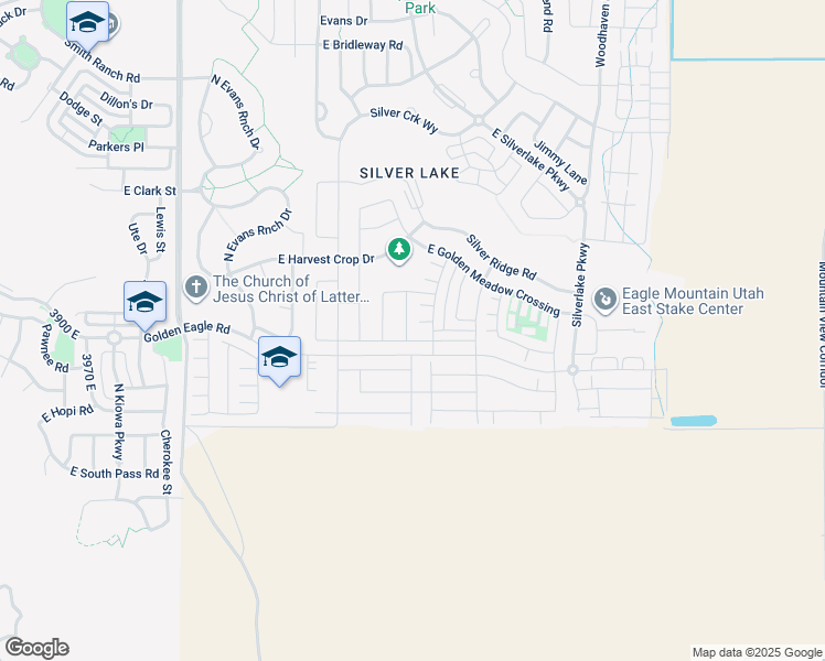 map of restaurants, bars, coffee shops, grocery stores, and more near 7194 Crystal Brook Drive in Eagle Mountain