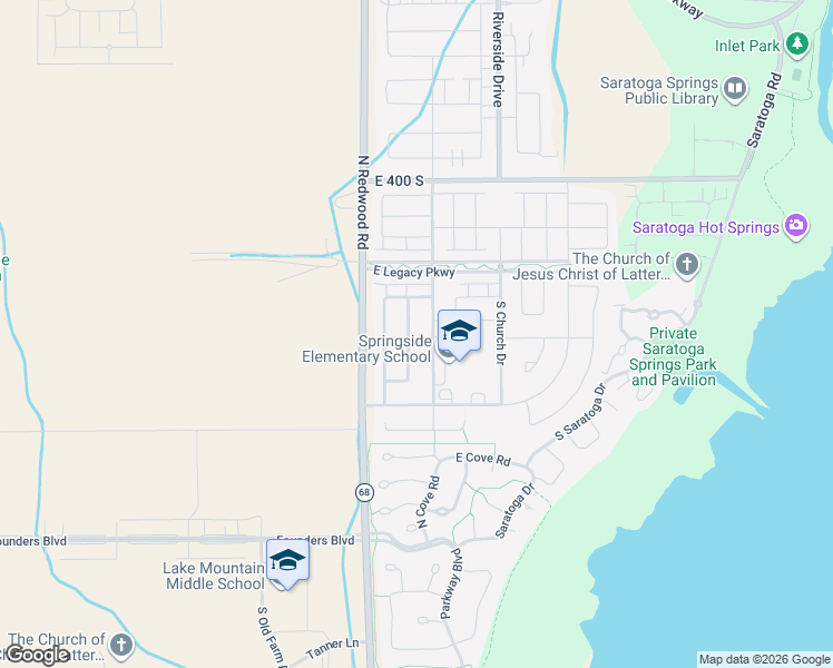 map of restaurants, bars, coffee shops, grocery stores, and more near 644 South Peachtree Lane in Saratoga Springs