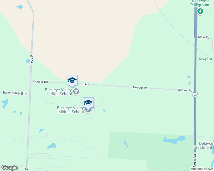 map of restaurants, bars, coffee shops, grocery stores, and more near 683 Coover Road in Delaware