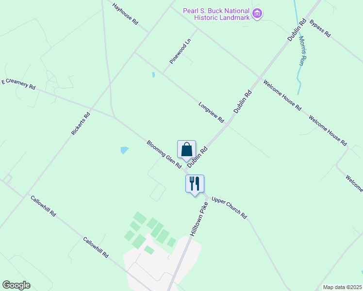 map of restaurants, bars, coffee shops, grocery stores, and more near 955 Blooming Glen Road in Perkasie