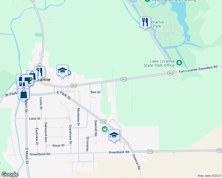 map of restaurants, bars, coffee shops, grocery stores, and more near 140A Liberty Way in Fort Loramie