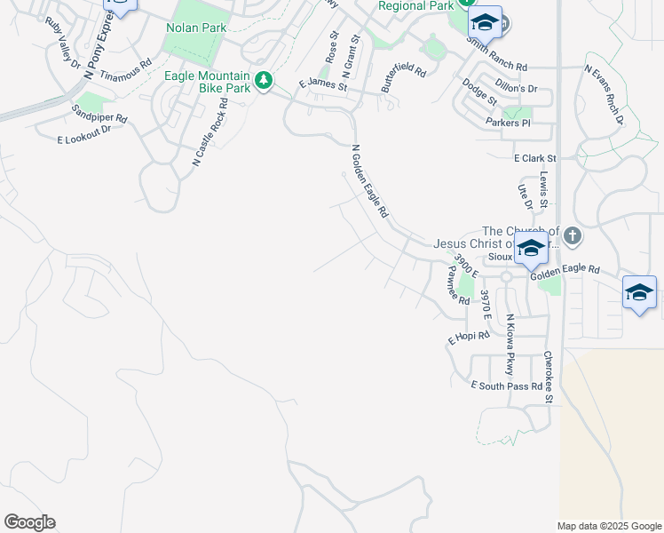 map of restaurants, bars, coffee shops, grocery stores, and more near 3584 East Owahee Street in Eagle Mountain