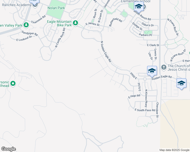 map of restaurants, bars, coffee shops, grocery stores, and more near 3584 East Owahee Street in Eagle Mountain