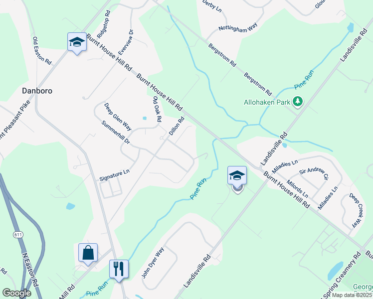 map of restaurants, bars, coffee shops, grocery stores, and more near 4438 Summer Meadow Drive in Doylestown