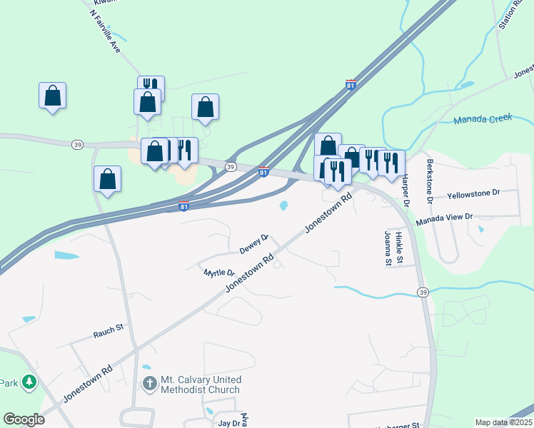 map of restaurants, bars, coffee shops, grocery stores, and more near 7932 Jonestown Road in Harrisburg
