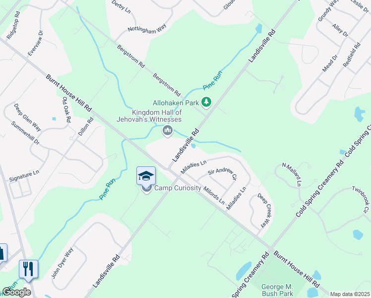 map of restaurants, bars, coffee shops, grocery stores, and more near 4563 Landisville Road in Doylestown