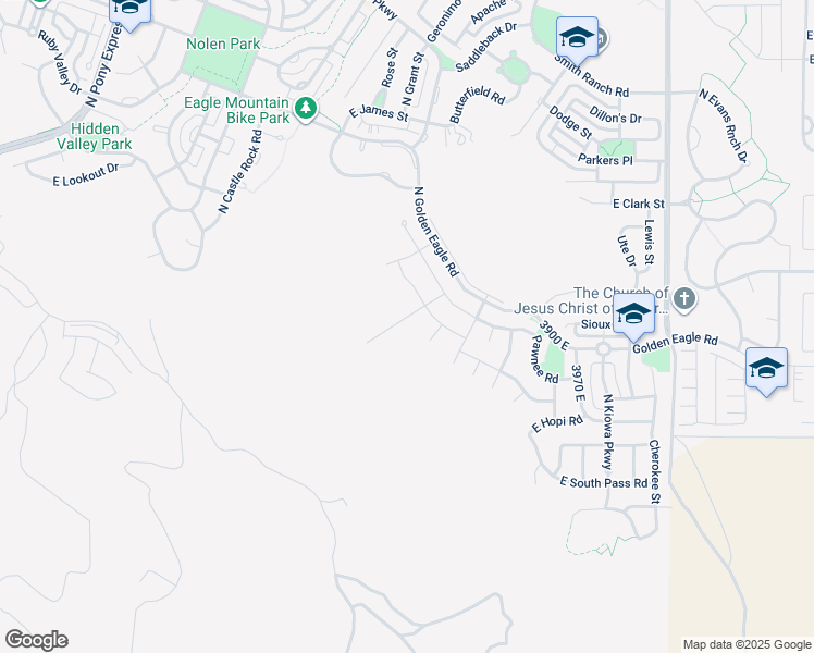 map of restaurants, bars, coffee shops, grocery stores, and more near 3620 East Owahee Street in Eagle Mountain