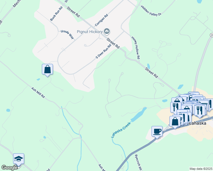 map of restaurants, bars, coffee shops, grocery stores, and more near 5710 Oak Crest Drive in Doylestown