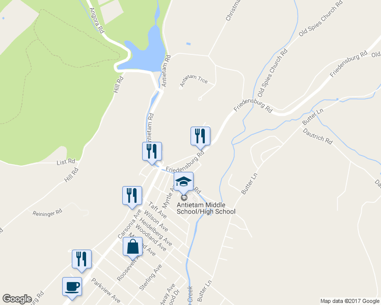 map of restaurants, bars, coffee shops, grocery stores, and more near 1538 Kramer Avenue in Reading