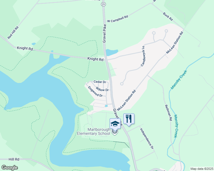 map of restaurants, bars, coffee shops, grocery stores, and more near 313 Cedar Drive in Green Lane
