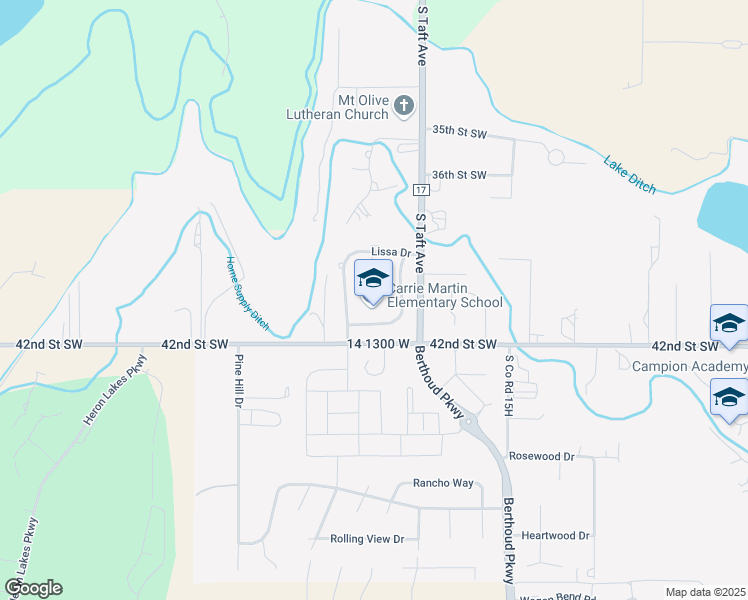 map of restaurants, bars, coffee shops, grocery stores, and more near 4129 Joni Lane in Loveland