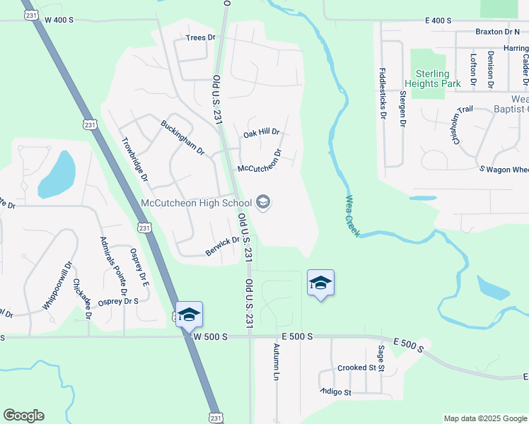 map of restaurants, bars, coffee shops, grocery stores, and more near 4951 U.S. 231 in Lafayette