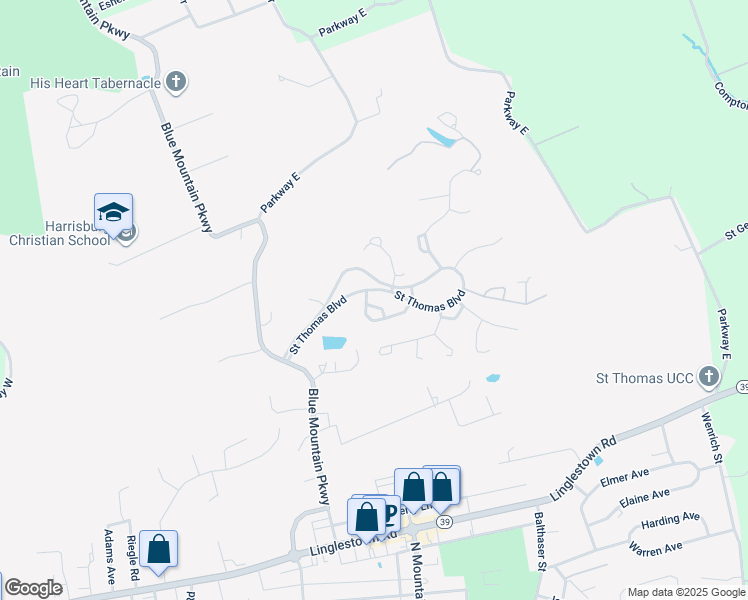 map of restaurants, bars, coffee shops, grocery stores, and more near 5950 Omar Court in Harrisburg
