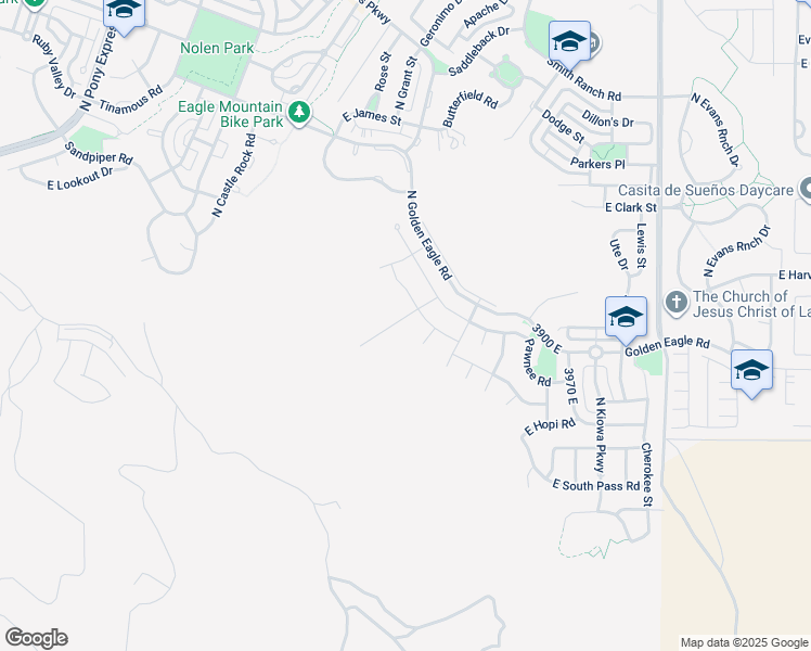 map of restaurants, bars, coffee shops, grocery stores, and more near 3632 East Owahee Street in Eagle Mountain