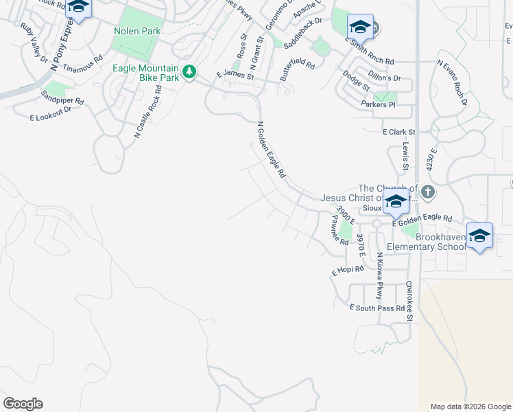 map of restaurants, bars, coffee shops, grocery stores, and more near 3632 East Owahee Street in Eagle Mountain